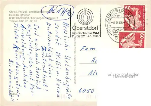 AK / Ansichtskarte Oberstdorf Heim Bergfrieden Gastraum Panorama See Oberstdorf