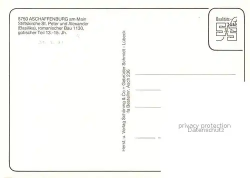 AK / Ansichtskarte Aschaffenburg_Main Stiftskirche St Peter und Alexander Basilika Aschaffenburg Main