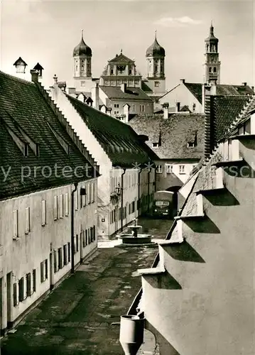 AK / Ansichtskarte Augsburg Fuggerei mit Rathaus und Perlachturm Augsburg