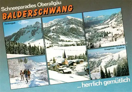 AK / Ansichtskarte Balderschwang Riedbergpass Panorama Grasgehren Skigebiet Balderschwang