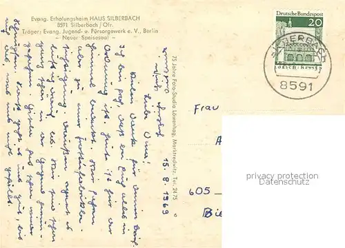 AK / Ansichtskarte Silberbach_Hof Ev Erholungsheim Silberbach Speisesaal Silberbach Hof