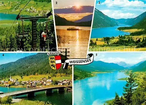 AK / Ansichtskarte Weissensee_Kaernten Bergbahn Naggi Techendorf Seepartie Weissensee Kaernten