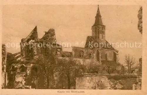 AK / Ansichtskarte Montfaucon_Aisne Eglise Kirche Truemmer 1. Weltkrieg Montfaucon Aisne