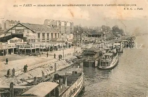 AK / Ansichtskarte Paris Debarcaderes des bateaux parisiens au terminus d auteuil point du jour Paris