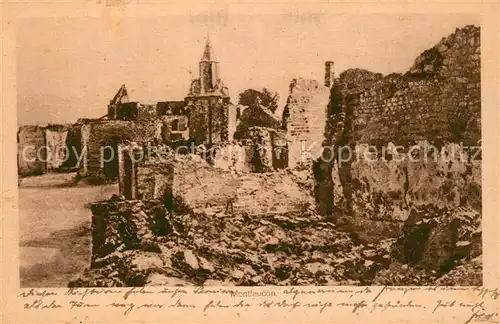 AK / Ansichtskarte Montfaucon_Aisne Ruinen Truemmer 1. Weltkrieg Montfaucon Aisne