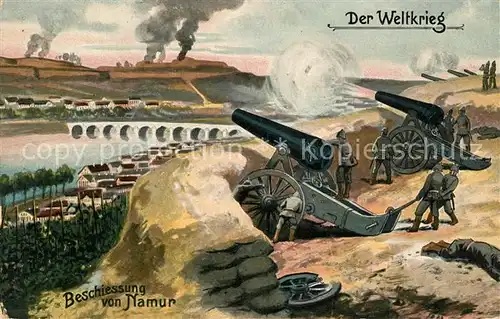 AK / Ansichtskarte Namur_Wallonie Beschiessung der Stadt Serie Der Weltkrieg Kuenstlerkarte Namur Wallonie