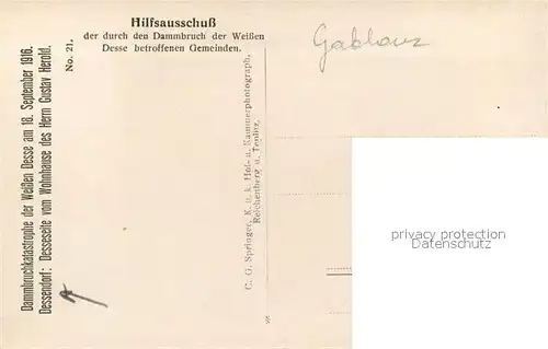 AK / Ansichtskarte Dessendorf Dammbruchkatastrophe der Weissen Desse Dessendorf