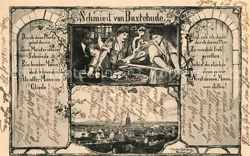 AK / Ansichtskarte Buxtehude Schmied von Buxtehude Poesie Stadtpanorama Buxtehude