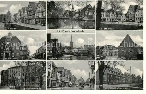 AK / Ansichtskarte Buxtehude Westfleet Rathaus Staatsbauschule Stadtpark Hafen Malerschule Breitestrasse St Petri Platz Zwinger Kloserwald Siedlung Buxtehude