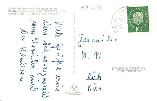 AK / Ansichtskarte Neustadt_Schwarzwald Siedlung mit Anlagen Kneipp Kurort Neustadt_Schwarzwald