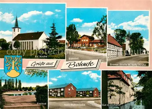 AK / Ansichtskarte Bohmte Bahnhof Evangelische Kirche Gut Arenshorst Bohmte