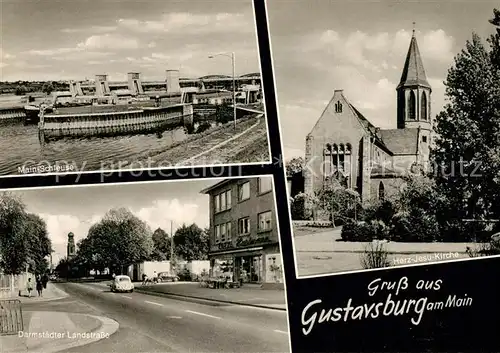 AK / Ansichtskarte Gustavsburg_Mainz Herz Jesu Kirche Main Schleuse  Gustavsburg_Mainz