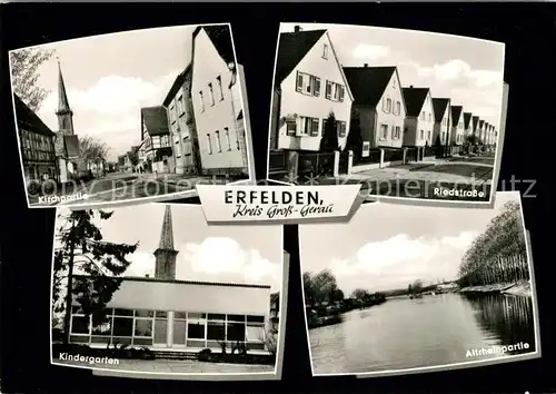 AK / Ansichtskarte Erfelden Riedstrasse Kirche Kindergarten Erfelden