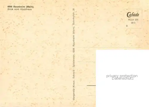 AK / Ansichtskarte Raunheim Blick vom Hochhaus Raunheim