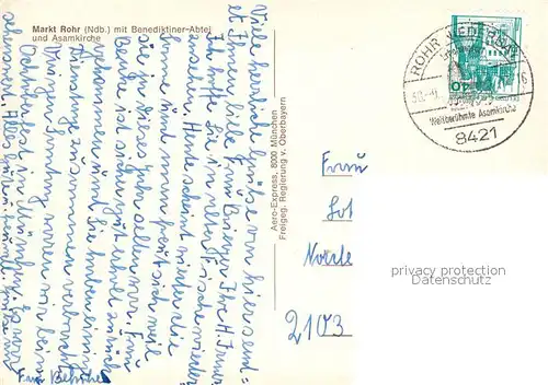 AK / Ansichtskarte Markt_Rohr Fliegeraufnahme Benediktiner Abtei Asamkirche Markt_Rohr