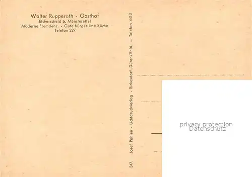 AK / Ansichtskarte Eicherscheid_Bad_Muenstereifel Walter Rupperath Gasthof  Eicherscheid_Bad