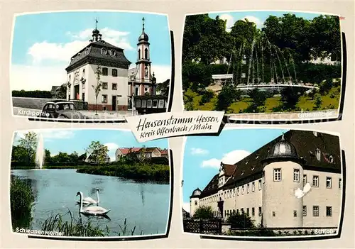 AK / Ansichtskarte Heusenstamm Schloss Kirche Schwanenweiher Heusenstamm