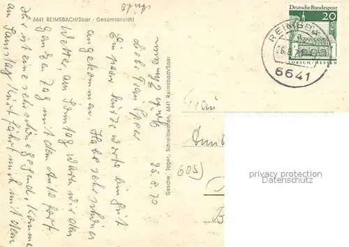 AK / Ansichtskarte Reimsbach_Beckingen Fliegeraufnahme Reimsbach Beckingen