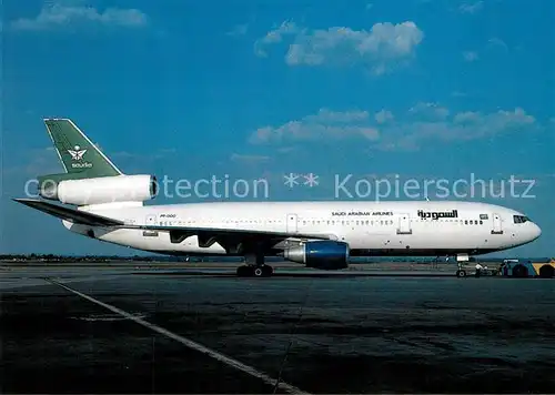 AK / Ansichtskarte Flugzeuge_Zivil Saudia McDDouglas DC 10 10 PP OOO  Flugzeuge Zivil