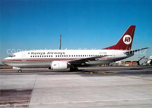 AK / Ansichtskarte Flugzeuge_Zivil Kenya Airways B 737 3U8 5Y KQB c n 28747 Flugzeuge Zivil