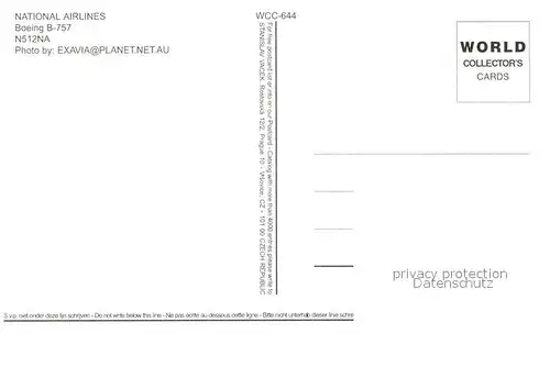 AK / Ansichtskarte Flugzeuge_Zivil National Airlines Boeing B 757 N512NA  Flugzeuge Zivil