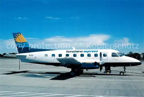 AK / Ansichtskarte Flugzeuge_Zivil Sunshine Express Airlines EMB 110P1 VH SJP c n 110347 Flugzeuge Zivil