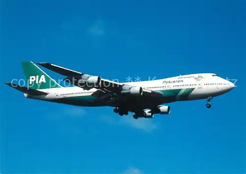 AK / Ansichtskarte Flugzeuge_Zivil PIA Pakistan Boeing 747 282B AP AYV c n 20928 Flugzeuge Zivil