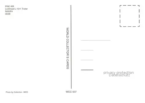 AK / Ansichtskarte Flugzeuge_Zivil Fine Air Lockheed L 1011 Tristar N260FA  Flugzeuge Zivil