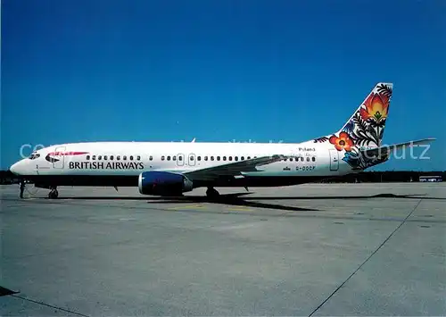 AK / Ansichtskarte Flugzeuge_Zivil British Airways Cockerel of Lowicz Colours Boeing B 737 400 G DOCF  Flugzeuge Zivil