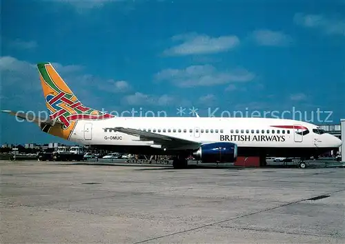 AK / Ansichtskarte Flugzeuge_Zivil British Airways Colum Colours Boeing B 737 300 G OMUC  Flugzeuge Zivil