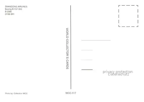 AK / Ansichtskarte Flugzeuge_Zivil Shandong Airlines Boeing B 737 300 B2995 Flugzeuge Zivil