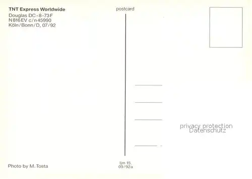 AK / Ansichtskarte Flugzeuge_Zivil TNT Express Worldwide Douglas DC 8 73F N816EV c n 45990 Flugzeuge Zivil