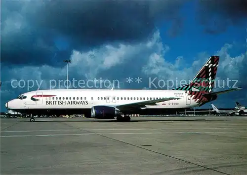 AK / Ansichtskarte Flugzeuge_Zivil British Airways Benyhone Tartan Colours Boeing B 737 400 G BVNO Flugzeuge Zivil