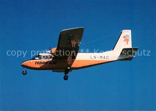 AK / Ansichtskarte Flugzeuge_Zivil Teddy Air A S BN 2A 21 Islander LN MAC c n 431 Flugzeuge Zivil