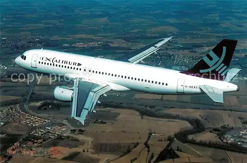 AK / Ansichtskarte Flugzeuge_Zivil Excalibur Airways Airbus A 320 G OEXC Flugzeuge Zivil