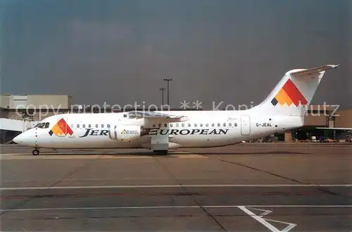 AK / Ansichtskarte Flugzeuge_Zivil Jersey European Airways BAe 146 300 G JEAL  Flugzeuge Zivil