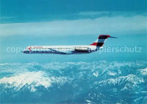 AK / Ansichtskarte Flugzeuge_Zivil Austrian Airlines McDonnell Douglas MD 81 Flugzeuge Zivil