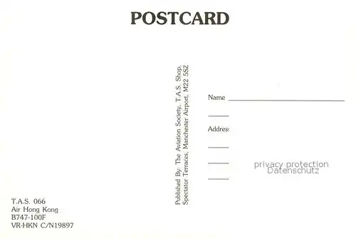 AK / Ansichtskarte Flugzeuge_Zivil Air Hong Kong B747 100F VR HKN C N 19897 Flugzeuge Zivil