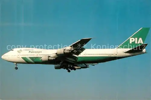 AK / Ansichtskarte Flugzeuge_Zivil PIA Pakistan B747 200 AP BCM c n 20802 Flugzeuge Zivil