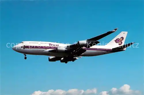 AK / Ansichtskarte Flugzeuge_Zivil Thai Airways International Boeing 747 4D7 HS TGK c n 24993 Flugzeuge Zivil