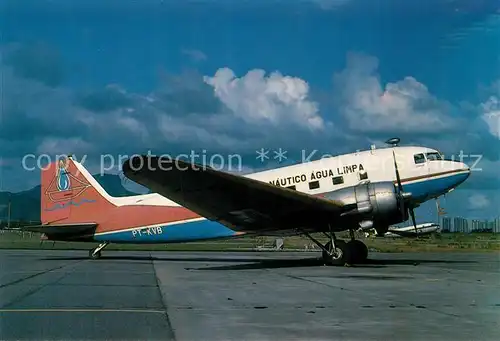 AK / Ansichtskarte Flugzeuge_Zivil Clube Nautico Agua Limpa Brazil DC 3 C 47A PT KVB  Flugzeuge Zivil