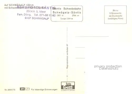 AK / Ansichtskarte Seilbahn Saentis Schwaegalp  Seilbahn