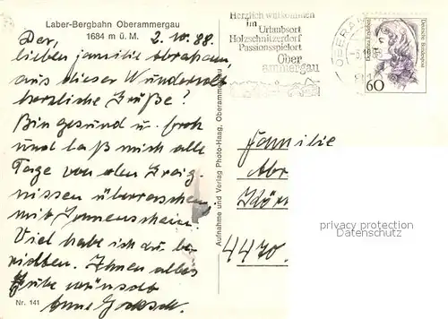 AK / Ansichtskarte Seilbahn Laber Bergbahn Oberammergau  Seilbahn