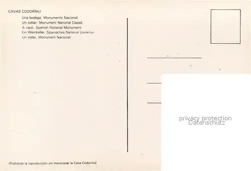 AK / Ansichtskarte Wein Cavas Codorniu Weinkeller Bodega  Wein