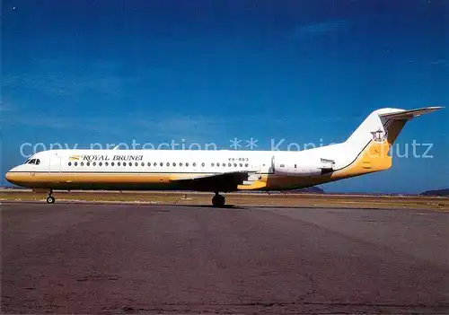 AK / Ansichtskarte Flugzeuge_Zivil Royal Brunei Fokker 100 V8 RB3 c n 11253 Flugzeuge Zivil