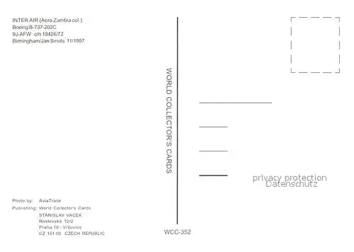 AK / Ansichtskarte Flugzeuge_Zivil Inter Air Boeing B 737 202C 9J AFW c n 19426 72 Flugzeuge Zivil