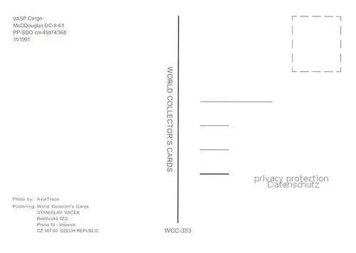AK / Ansichtskarte Flugzeuge_Zivil VASP Cargo McDDouglas DC 8 61 PP SOO c n 45974 368 Flugzeuge Zivil