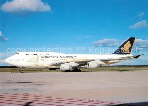 AK / Ansichtskarte Flugzeuge_Zivil Singapore Airlines Boeing B 747 412 9V SMZ  Flugzeuge Zivil