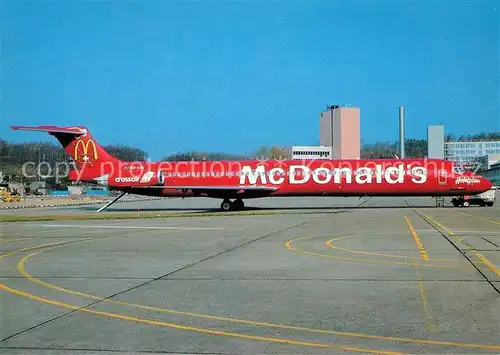 AK / Ansichtskarte Flugzeuge_Zivil Crossair McDonald s Colours McDDouglas DC 9 81 HB IUH  Flugzeuge Zivil