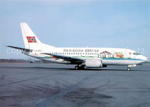 AK / Ansichtskarte Flugzeuge_Zivil Braathens S.A.F.E. Boeing B 737 505 LN BRJ  Flugzeuge Zivil